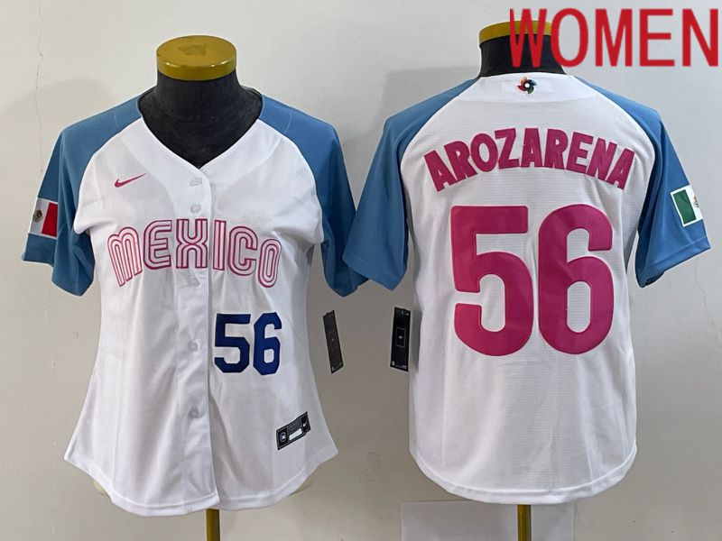 Women 2023 World Cub Mexico 56 Arozarena White Nike MLB Jersey